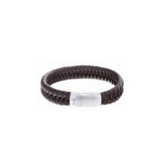 Aze jewels Aze jewels armband AZ-BL009-B-210 Bracelet Twisted Wave Brown (21,0cm) RVS