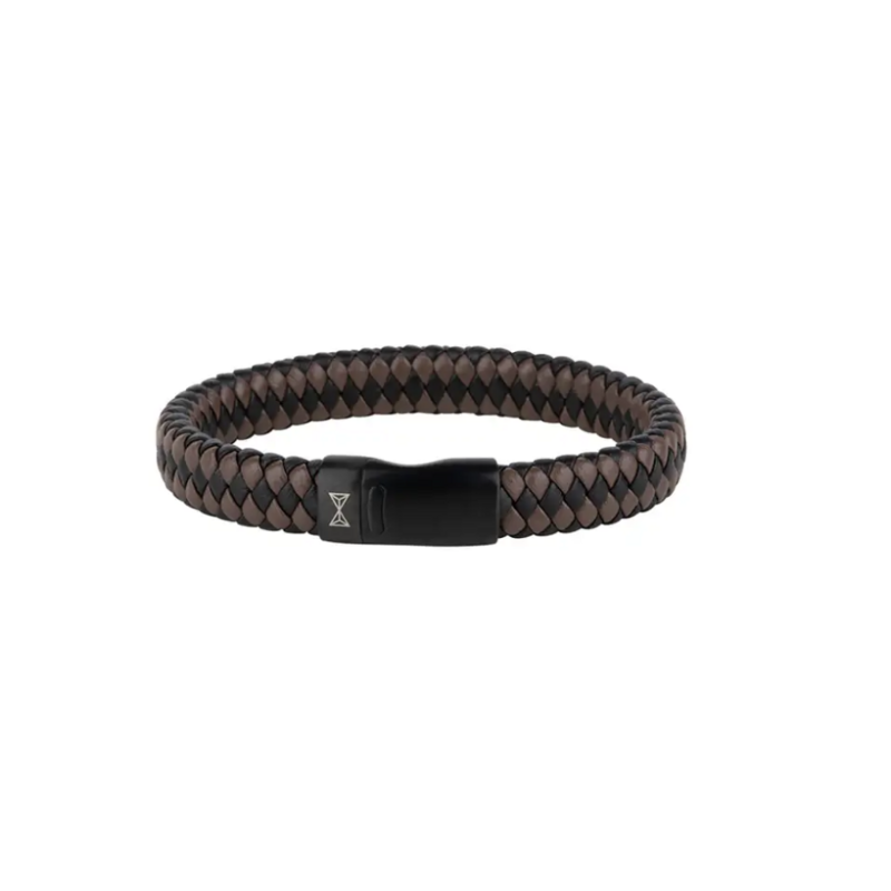 Aze jewels Aze jewels armband AZ-BL005-K-195 Bracelet Iron Black Brown (19.5 cm)
