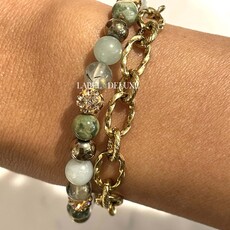 Karma Jewelry Karma Jewelry Armband 80145EL Bracelet Spriral Willow XS elastic gold green crystal 6 MM