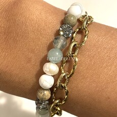 Karma Jewelry Karma Jewelry Armband 83711EL Bracelet Spriral More 'n more XS elastic beads grey crystal 6 MM