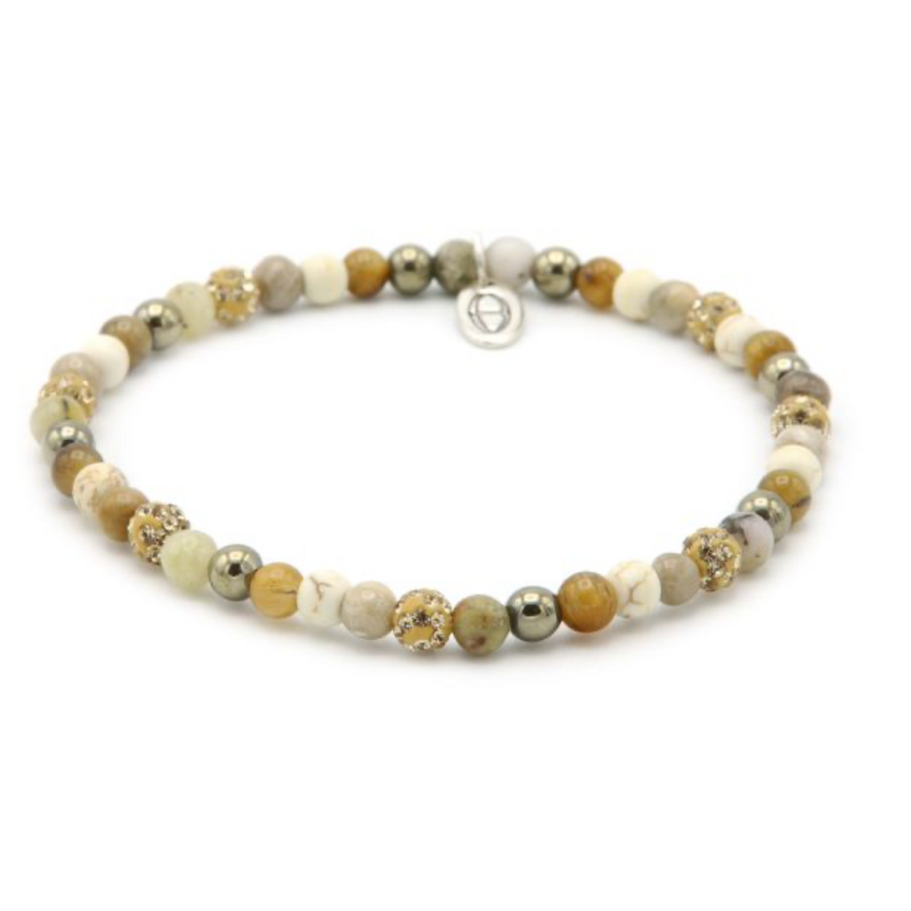 Karma Jewelry Karma Jewelry armband 884414EL Bracelet Spiral Day elastic XXS gold beads crystal 4MM