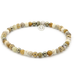 Karma Jewelry Karma Jewelry armband 884414EL Bracelet Spiral Day elastic XXS gold beads crystal 4MM