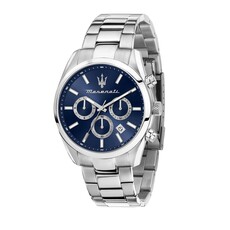 Maserati Maserati watch R8853151005 Attrazione chronograph Silver - Blue ( zilver - blauw ) herenhorloge - 43 MM