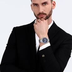 Maserati Maserati watch R8853151005 Attrazione chronograph Silver - Blue ( zilver - blauw ) herenhorloge - 43 MM