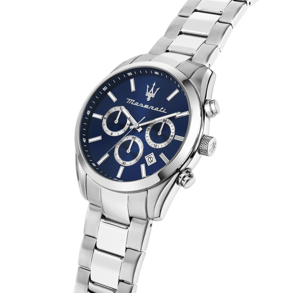 Maserati Maserati watch R8853151005 Attrazione chronograph Silver - Blue ( zilver - blauw ) herenhorloge - 43 MM