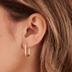 Karma Jewelry Karma oorbellen M3178GP Plain Square zirconia earrings 925 silver gold plated 20 mm