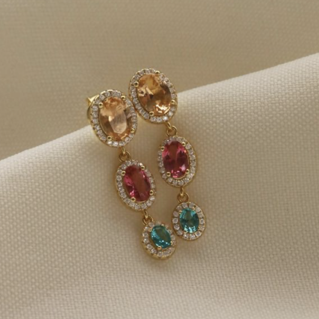 Karma Jewelry Karma Jewelry oorbellen X193GP Earrings symbols XL Rosa fairy floss 925 Silver gold plated 30 MM