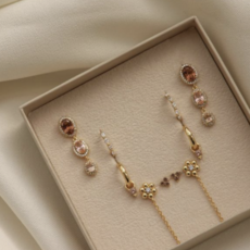 Karma Jewelry Karma Jewelry oorbellen X192GP_ SA Earrings symbols XL Rosa Salmon 925 Silver gold plated 30 MM