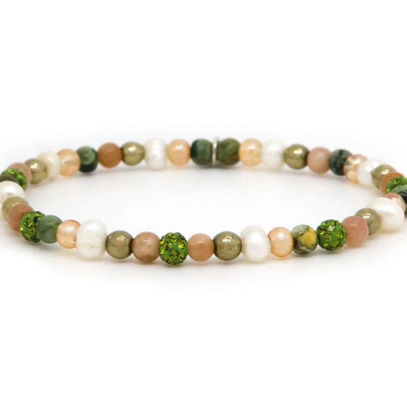 Karma Jewelry Karma Jewelry armband 84636EL Spiral Klaire XXS Elastic green crystal XXS 4 MM