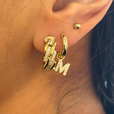 Karma Jewelry Karma Jewelry oorbellen H613GP Earrings hoops Naviaa stones 925 silver gold plated 20 MM