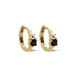 Karma Jewelry Karma Jewelry oorbellen  H214GP_B Plain hinged hoops the black double - 925 sterling silver - 14 k goldpated - 12 MM