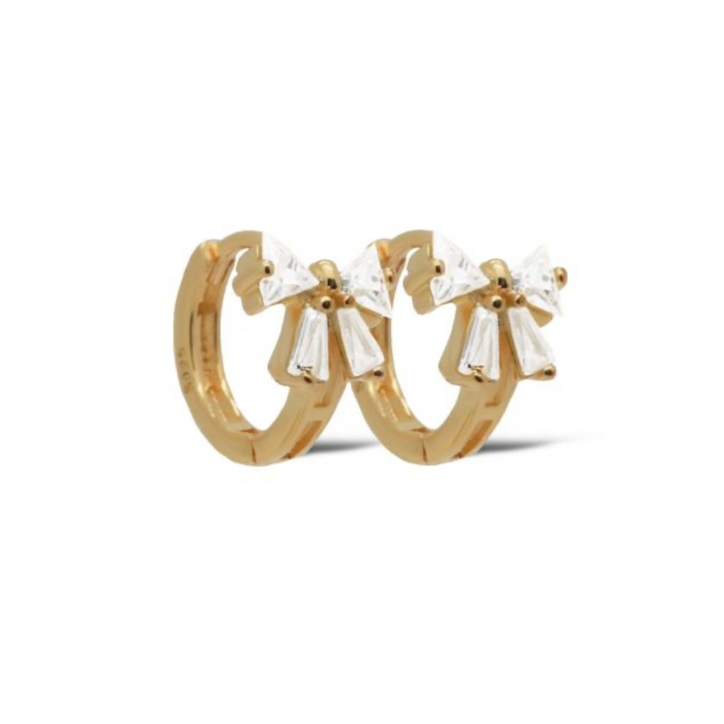 Karma Jewelry Karma Jewelry oorbellen  H583GP Earrings hinged hoops Blair bow  - 925 sterling silver - 14 k goldpated - 12 MM