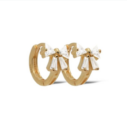 Karma Jewelry Karma Jewelry oorbellen  H583GP Earrings hinged hoops Blair bow  - 925 sterling silver - 14 k goldpated - 12 MM