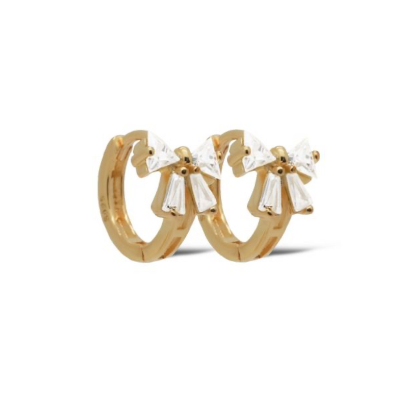 Karma Jewelry Karma Jewelry oorbellen  H583GP Earrings hinged hoops Blair bow  - 925 sterling silver - 14 k goldpated - 12 MM