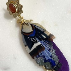 Gas Bijoux Jewelry Gas Bijoux oorbellen 197632 Earrings Sao Feathers blue purple beige gold size 7 CM