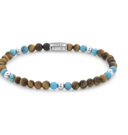 Rebel & Rose Rebel & Rose armband RR-40109-S-S Mix Tiger Turquoise - roestvrijstaal - zilver - tiger eye -16.5 CM - 4mm