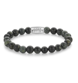 Rebel & Rose Rebel & Rose kralen armband RR-80107-S-L Bracelet Green Rocks stones only - 19.5 CM - 8mm