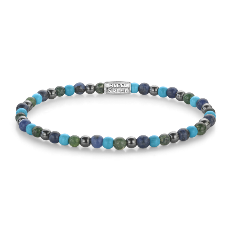 Rebel & Rose Rebel & Rose kralen armband RR-40148-S-L Blue Nights  - 19.5 CM - 4 mm - Size L