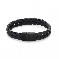 Rebel & Rose Rebel & Rose armband RR-M0026-B-L Bracelet Full Metal Braided Black Black - leren armband - 19 CM - 10 MM