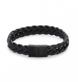 Rebel & Rose Rebel & Rose armband RR-M0026-B-L Bracelet Full Metal Braided Black Black - leren armband - 19 CM - 10 MM