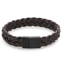 Rebel & Rose Rebel & Rose armband RR-M0029-B-L Full Metal Braided Brown Black - 19 CM - 10 MM