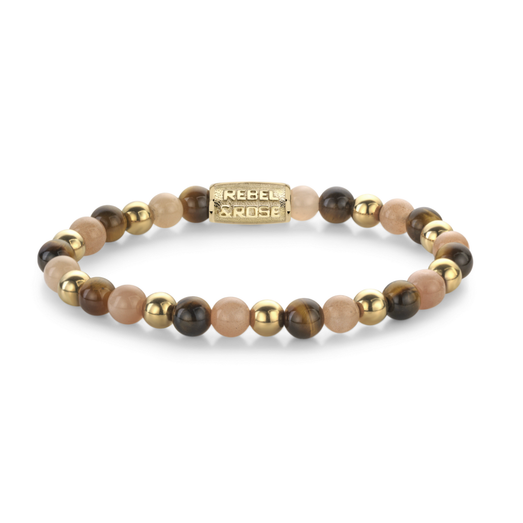 Rebel & Rose Rebel & Rose armband RR-60129-G-S Stones Only Sunset Beach 18 ct yellow gold ionplated - 6mm