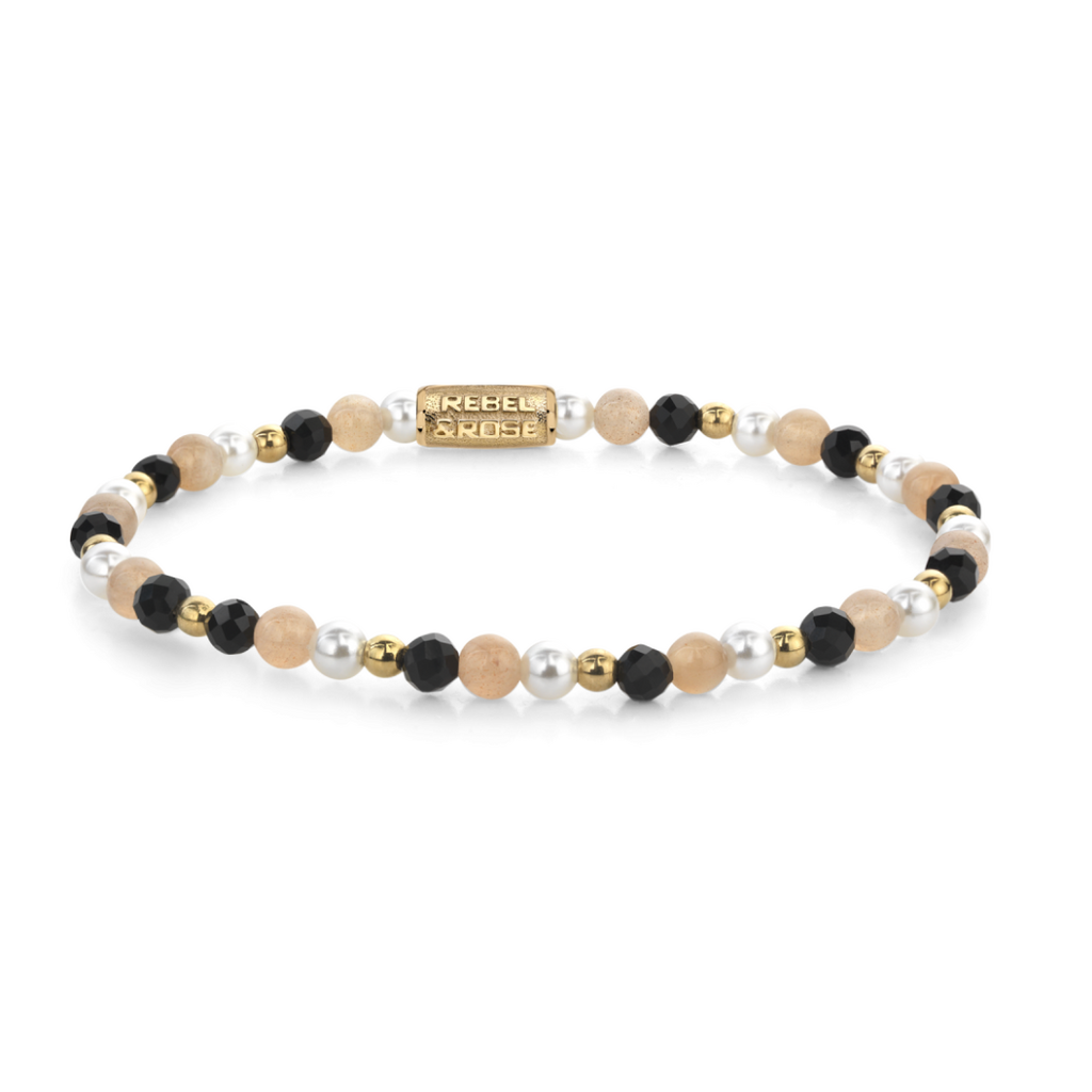 Rebel & Rose Rebel & Rose armband RR-40154-G-XS Stones Only Black Glam Rocks Party - 4 MM