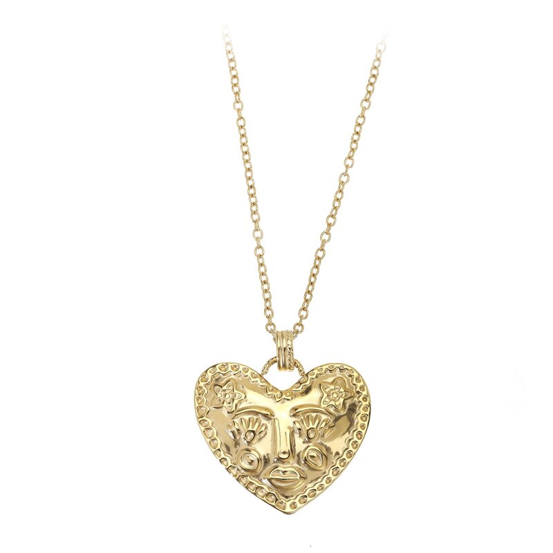 Rose & Camellia Rose & Camellia ketting 10505 Long necklace Heart smile gold 70 +10 CM