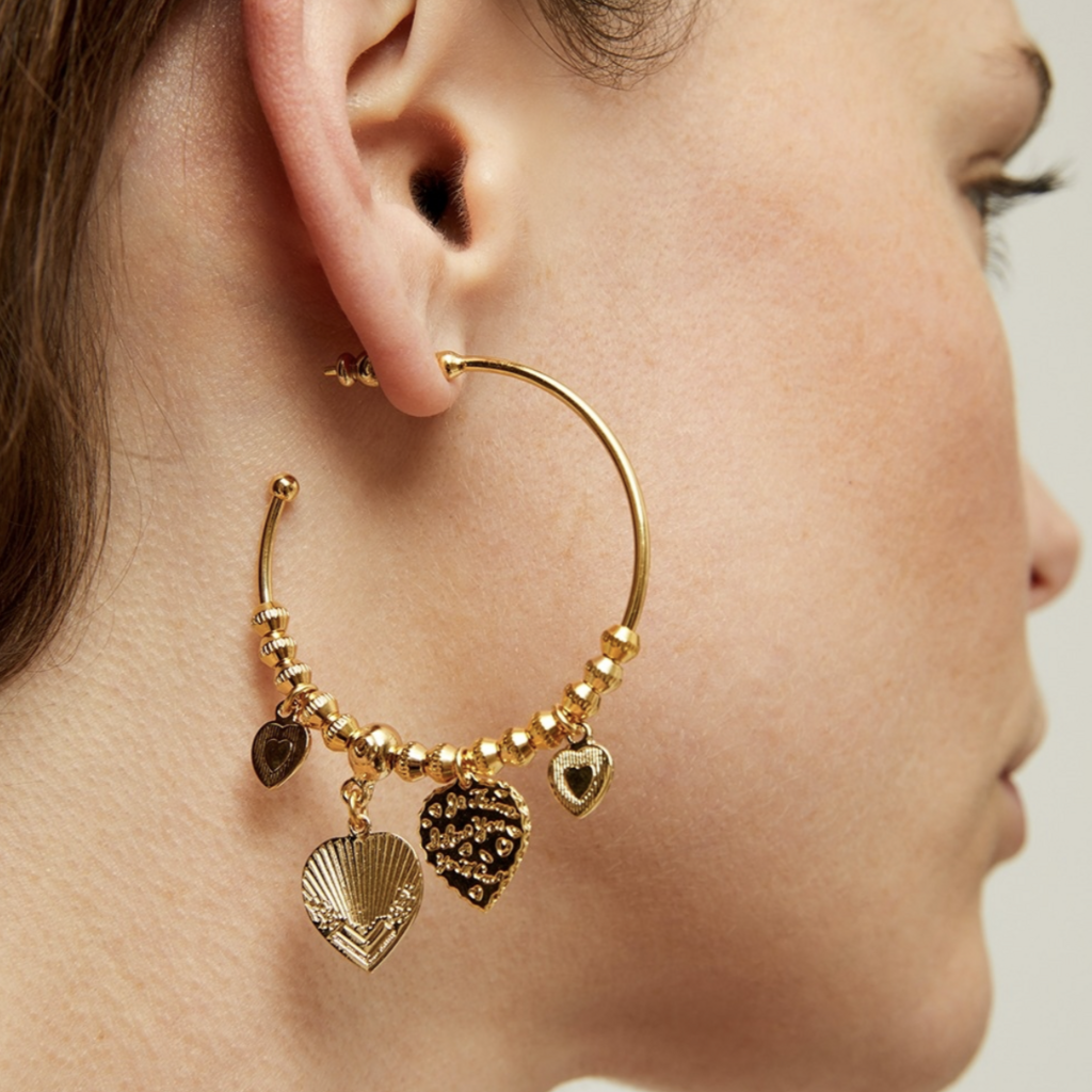 Gas Bijoux Jewelry Gas Bijoux oorbellen 164311 Earrings i Love you Hoop mini gold 6 CM