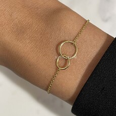 Karma Jewelry Karma Jewelry Armband 94137 Bracelet Double circle 925 sterling zilver - 14k gouden plating 16 + 3 CM