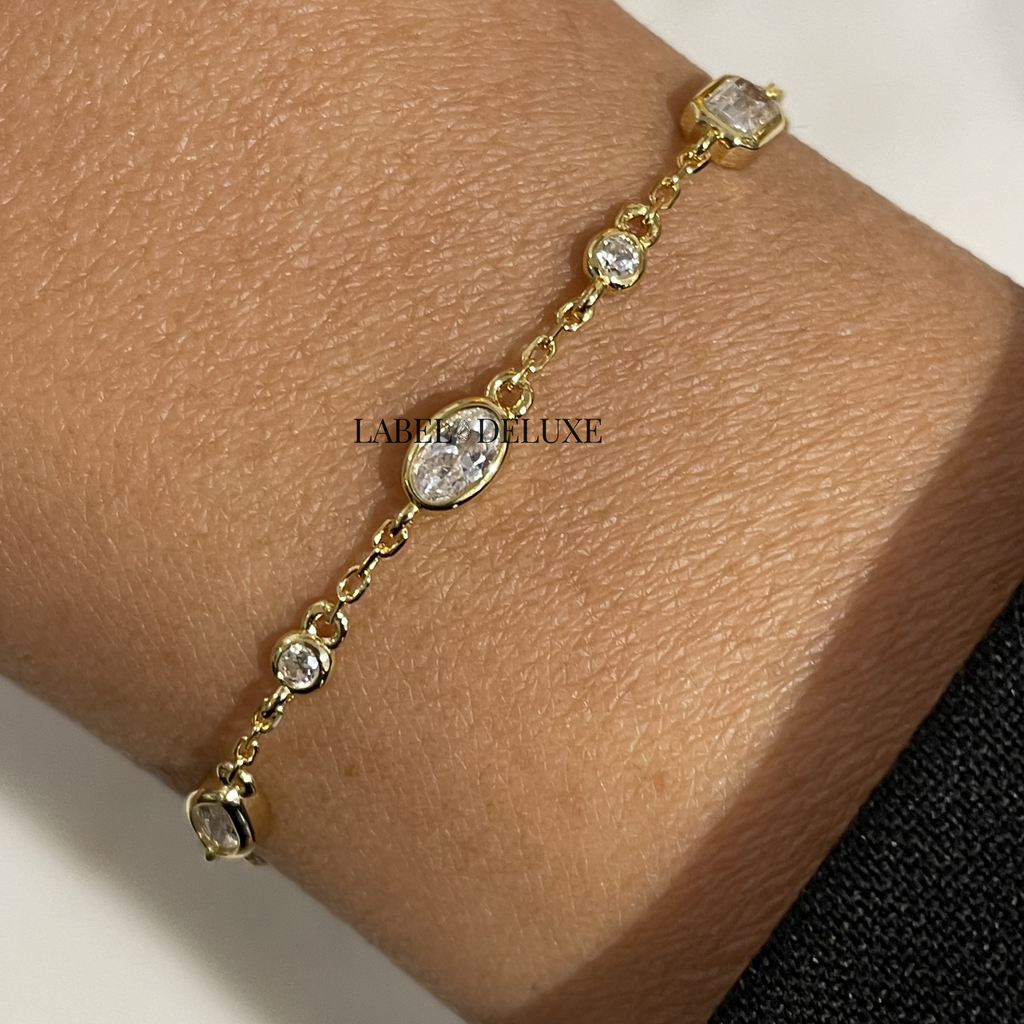 Karma Jewelry Karma Jewelry armband 94150 Bracelet Vintage stones 925 silver gold plated 16 + 3 cm