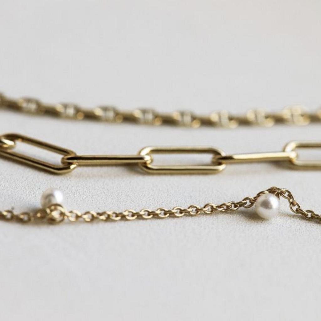 Karma Jewelry Karma Jewelry ketting T271 Necklace Plain Round square 925 sterling zilver 14 gouden plating 38 - 45 CM