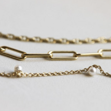 Karma Jewelry Karma Jewelry ketting T271 Necklace Plain Round square 925 sterling zilver 14 gouden plating 38 - 45 CM