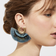 Gas Bijoux Jewelry Gas Bijoux oorbellen 437424 Earrings Positano Feathers Blue gold  L 5 - DR 2.7 - DF 6 cm