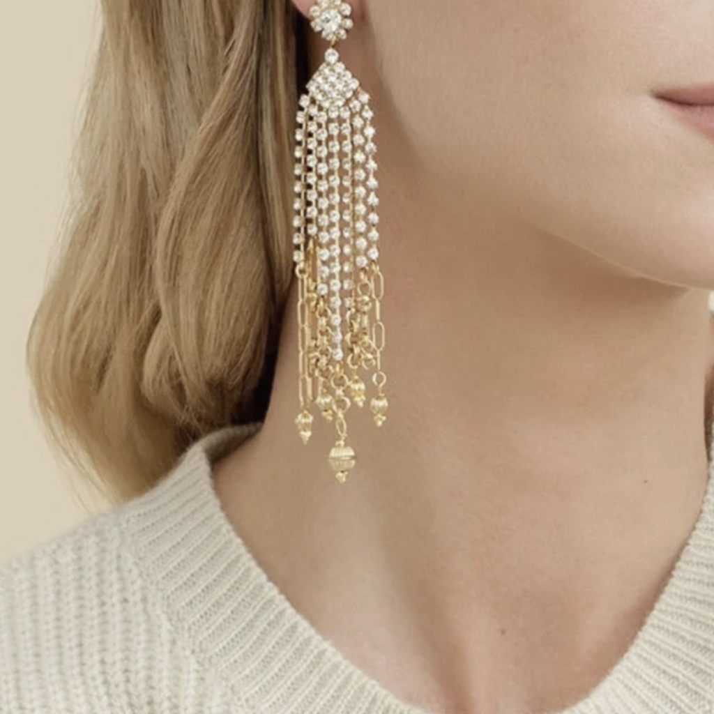 Gas Bijoux Jewelry Gas Bijoux Oorbellen 348997 Bo Grace Strass Earrings gold 11 CM