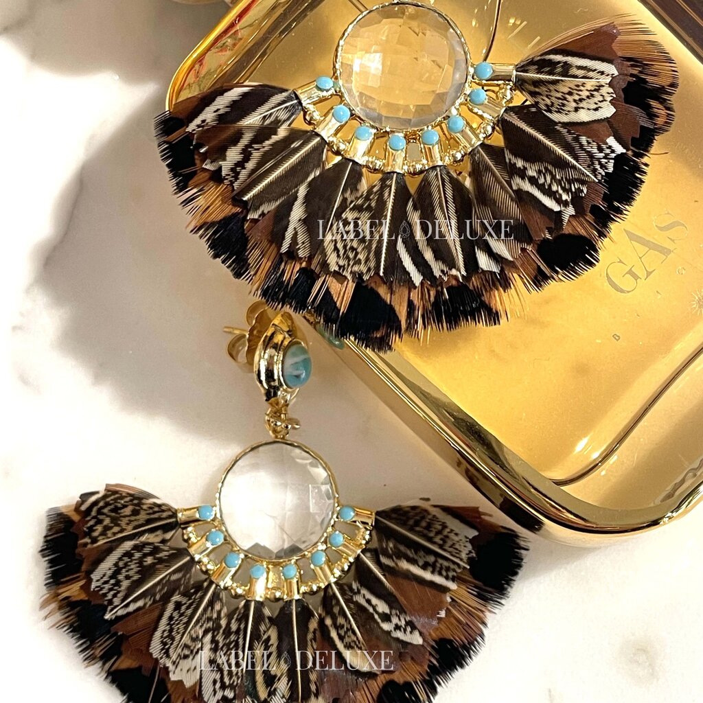 Gas Bijoux Jewelry Gas Bijoux oorbellen 706863 Earrings Boucles d'oreilles Serti Gaia dorées Brown Blue gold 6 / 6,5 CM