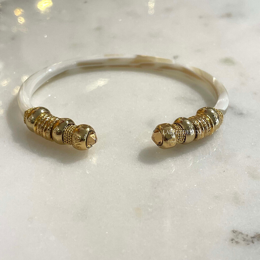 Gas Bijoux Jewelry Gas Bijoux armband 708144 Sari Bis strass acetate bangle Ivory gold