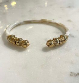 Gas Bijoux Jewelry Gas Bijoux armband 708144 Sari Bis strass acetate bangle Ivory gold