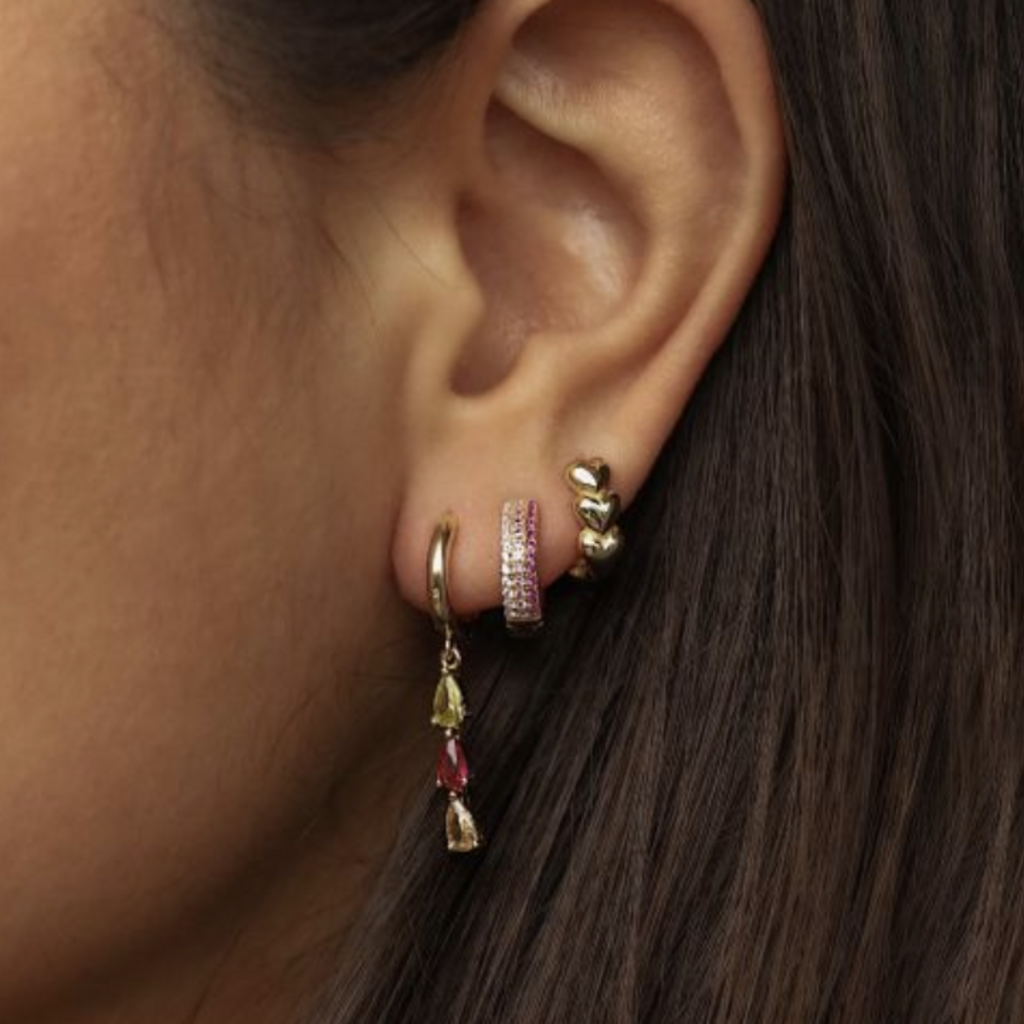 Karma Jewelry Karma Jewelry oorbellen H438GP_C Earrings Hinged hoops Ivy champagne 925 silver gold plated 12 MM