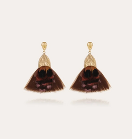 Gas Bijoux Jewelry Gas Bijoux oorbellen 601242 Earrings Plumette Brown gold 4 cm