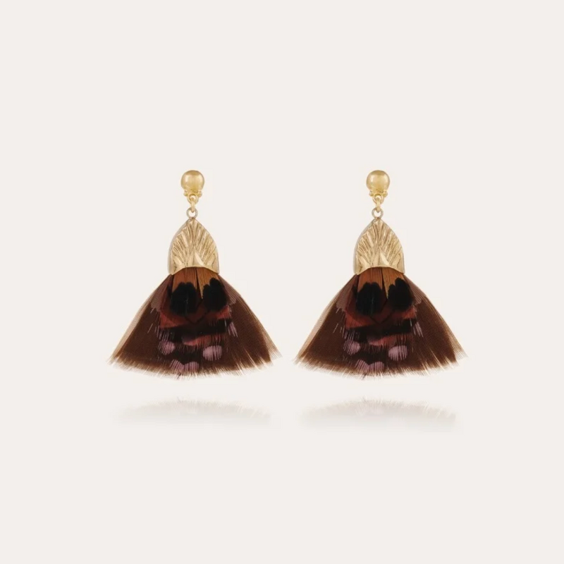 Gas Bijoux Jewelry Gas Bijoux oorbellen 601242 Earrings Plumette Brown gold 4 cm