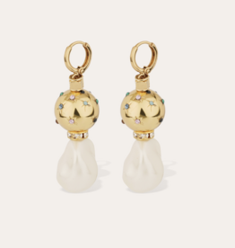 Gas Bijoux Jewelry Gas Bijoux oorbellen 739543 Earrings Comete Biwa multi pearl gold 5 CM