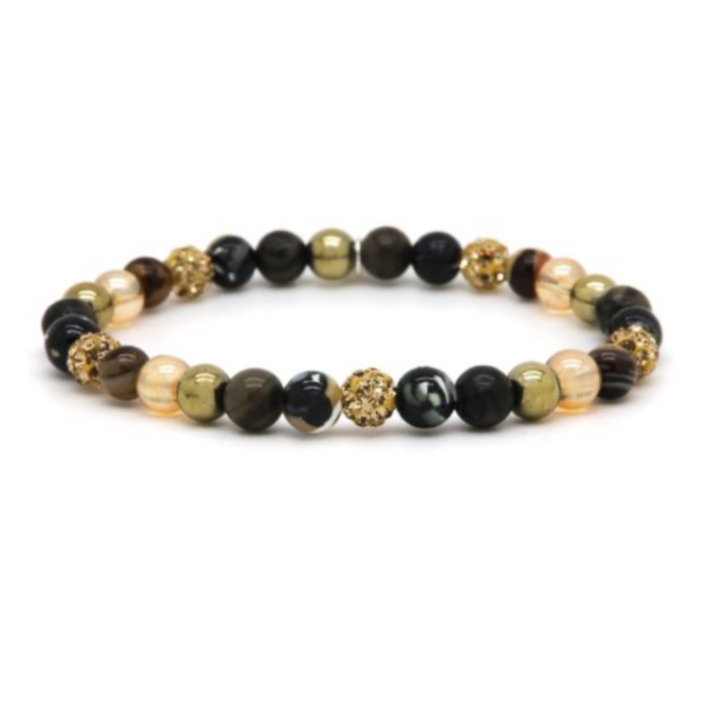 Karma Jewelry Karma Jewelry armband 80188EL Bracelet Spiral Alezia XS elastic crystal hematite beads 6 MM