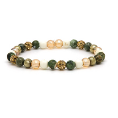 Karma Jewelry Karma Jewelry armband 80187EL Bracelet Spiral Yse XS elastic crystal gold beads 6 MM