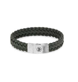 Rebel & Rose Rebel & Rose armband RR-L0149-S-L Braided Raw Matt Ranger - Groen - 19 CM