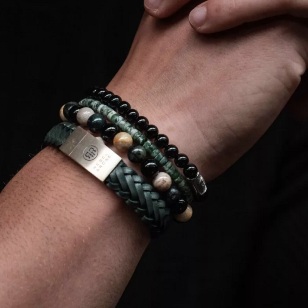 Rebel & Rose Rebel & Rose armband RR-L0149-S-L Braided Raw Matt Ranger - Groen - 19 CM