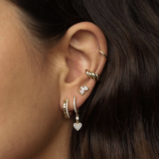 Karma Jewelry Karma Jewelry oorbellen A193GP Earrings hinged hoops zirconia heart Freya 925 sterling silver 14k gold plated - 2,5 CM