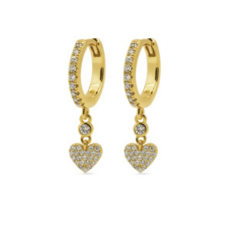 Karma Jewelry Karma Jewelry oorbellen A193GP Earrings hinged hoops zirconia heart Freya 925 sterling silver 14k gold plated - 2,5 CM