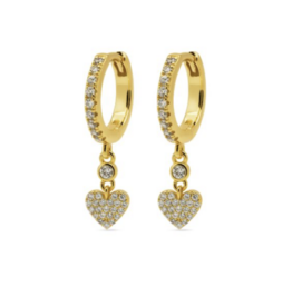 Karma Jewelry Karma Jewelry oorbellen A193GP Earrings hinged hoops zirconia heart Freya 925 sterling silver 14k gold plated - 2,5 CM