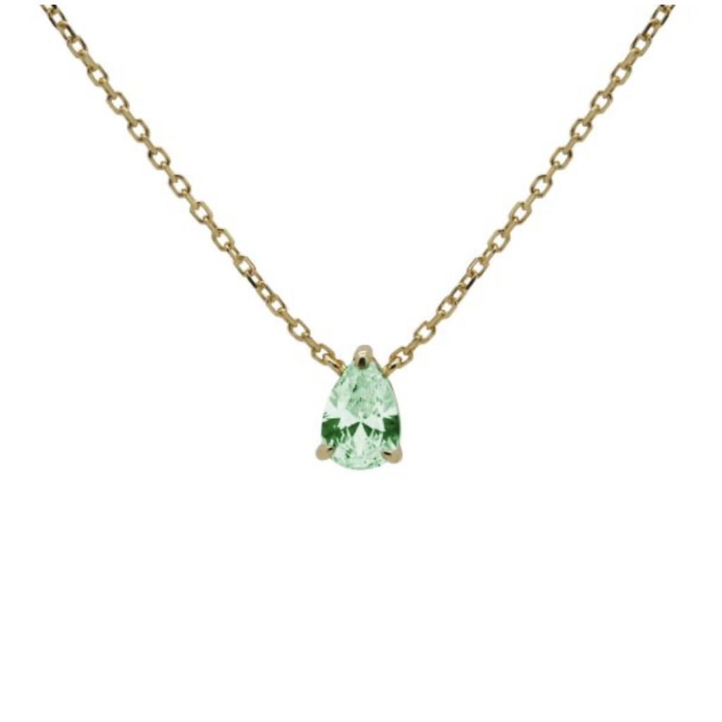 Karma Jewelry Karma Jewelry ketting T304GP_G Necklace Julia Ocean Green 925 silver gold plated 39 + 5 CM